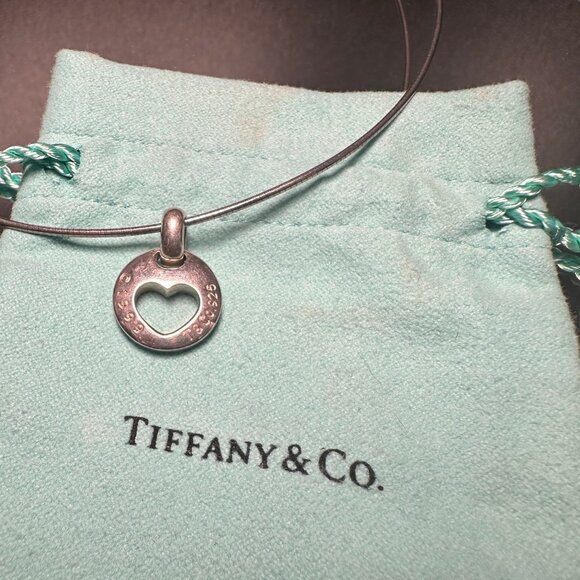 Tiffany & Co. Jewelry - Tiffany & Co Heart Necklace Stencil Cut Out Pendant Necklace - EUC